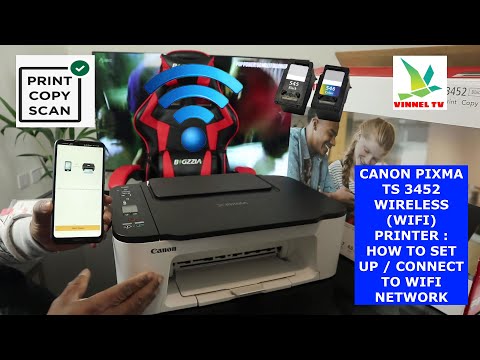 CANON PIXMA TS 3452 WIRELESS (WIFI)  PRINTER :  HOW TO SET UP / CONNECT TO WIFI NETWORK