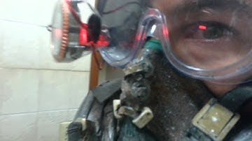 Lit Steampunk concept gas mask and goggles