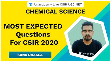 Most Expected Questions in 2020 | Chemical Science | CSIR UGC NET 2020 | Sonu Dhakla