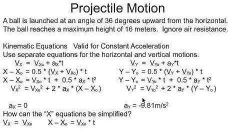 Projectile Motion Height - X Y Velocity - Time in Air - Range
