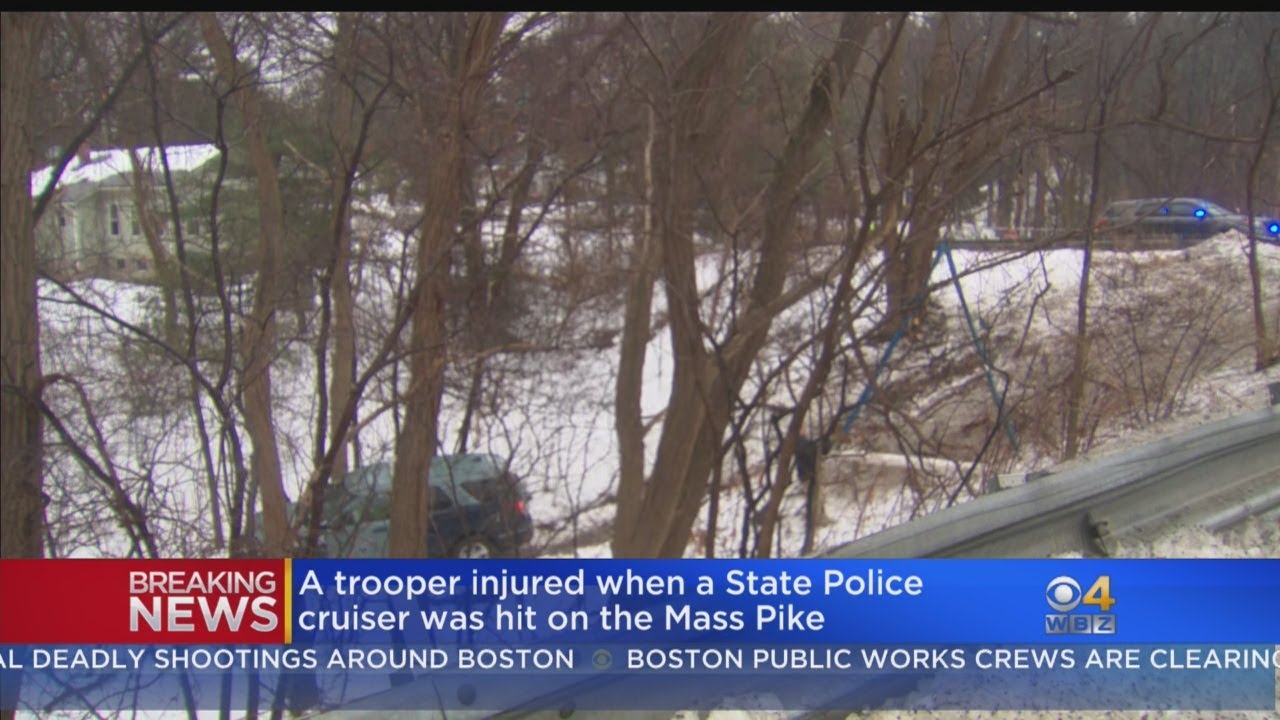 State Trooper Injured In Mass Pike Crash - YouTube