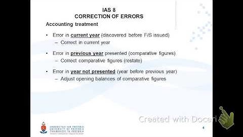 IAS 8 Correction of errors