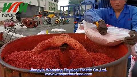 The construction of the video of EPDM Rubber granules spray-coat running track system