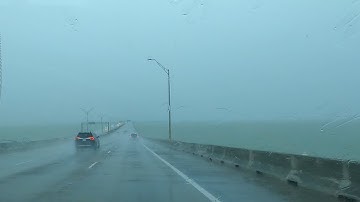 REAL FOOTAGE Driving Heavy RAIN Highway, Ocean View Thunderstorm for SLEEP, STUDY, and HOMEWORK