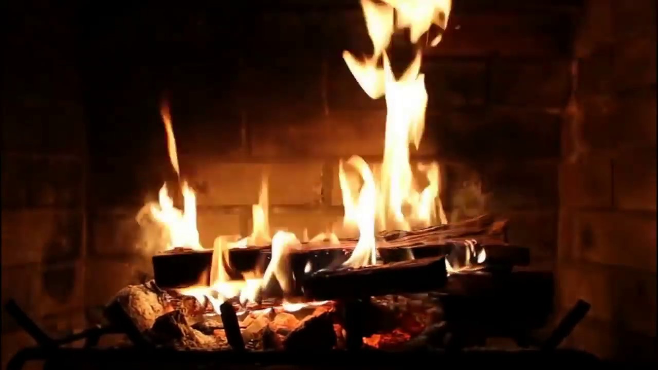 2 Hours Soft Rock Music with Burning Fireplace with