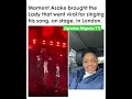 Moment ASAKE brought the lady that went viral for singing his song, on stage, in  London.