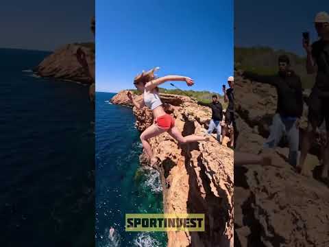 Stunning Cliff Jump – A Daring Leap Into the Ocean! #adventure #extremesports #sportinvest
