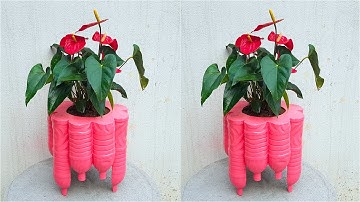 Ý Tưởng Tuyệt Vời - Làm Chậu Cây Bằng Xi Măng Mẫu Khuôn Bằng Chai Nhựa Rất Đẹp