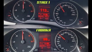 Audi A4 B8 105 kw, STAGE 1 VS FABRIKA 0-100 120 kmh Chip Tuning SPEED screenshot 2