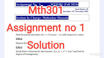 Mth301 assignment no. 1 solution 2024/assignment no 1 solution mth301/mth301 solution/#mth301