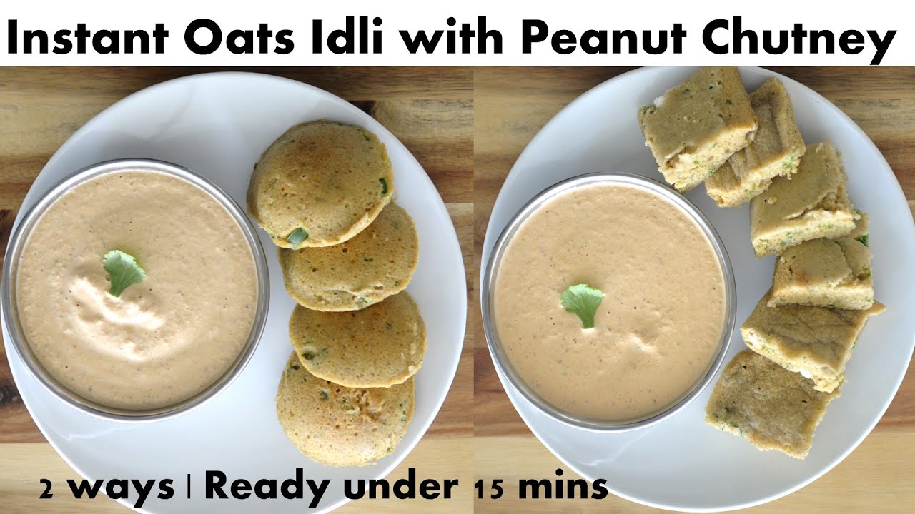 Instant Oats Idli/Savory cake with Peanut dip/Chutney in microwave | Ready under 15mins | Vegan | Healthy Indian Twist