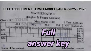 9th class sa-1 self assessment term 1 mathematics question paper answers model paper 1 key practice