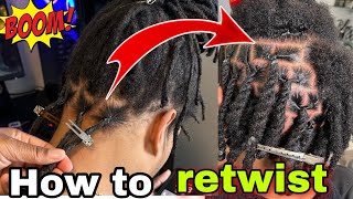 How to retwist and style locs/ Dreads  l Retwisting long locs😱