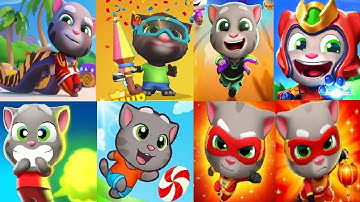 Talking Tom Jetski 2 VS Tom Hero Dash TOM LITTLE WARRIOR Tom Farts Tom Candy Run Party in the Wild