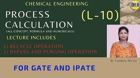 (L- 10)Bypass,Recycle and Purge (Part 1)|Process Calculation|Chemical Engineering|By Vandana Ma