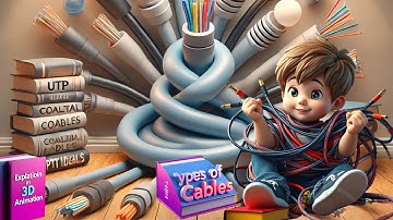 Types Of Cables in Computer Networks | Coaxial, twisted pair, fibre optic cable |  3D ANIMATION