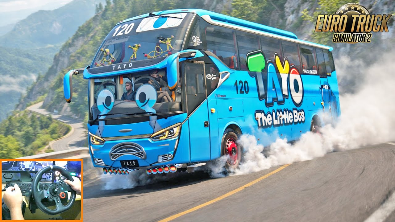 Crazy Action! Tayo Bus Drifting Down a Sharp Mountain Descent | Telolet Basuri Perahu Layar