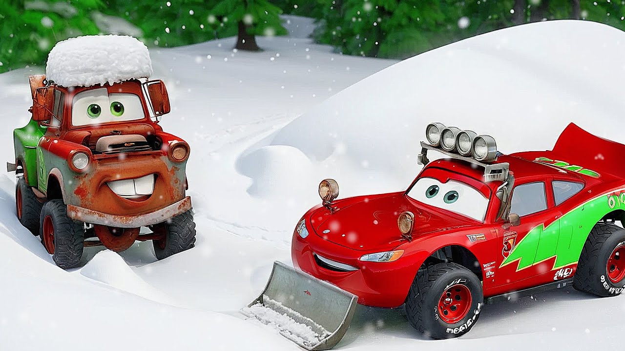 ギ*モ様 マックイーン　マックィーン　 メーター　サンタ　santa カーズ ミ Lightning McQueen and Mater Christmas Racing on ICE in the