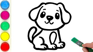 colorful puppy drawing painting coloring for kids and toddlers how to draw animals