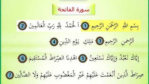 سورة الفاتحة للقسم الاول ابتدائي