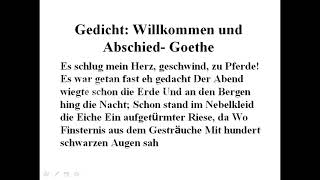 Willkommen und Abschied - الفرقة الرابعة ألمانى شعر ونقد - د. أيمن مبروك