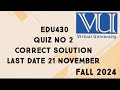 EDU430 Quiz No 2 Solution Fall 2024 | edu430 quiz 2 solution fall 2024
