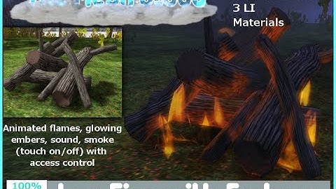 Second Life Log Fire with Embers