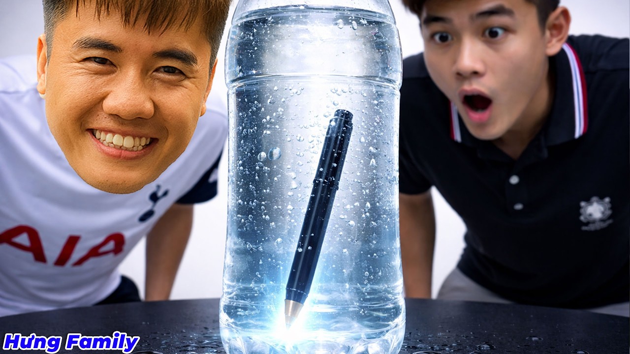 Hưng Troll | Thử Thách Làm Cho Cái Bút Chìm Dưới Chai Nước Không Dụng Cụ