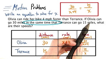Motion Problem 3 Equation - Visualizing Algebra