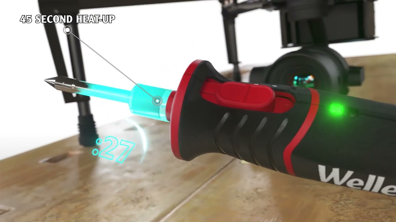 Weller Akku-Lötkolben WLBRK12EU – 12 W, USB-aufladbar, 45s Aufheizzeit, LED-Licht, Ohne Werkzeug Wechselbare Spitzen