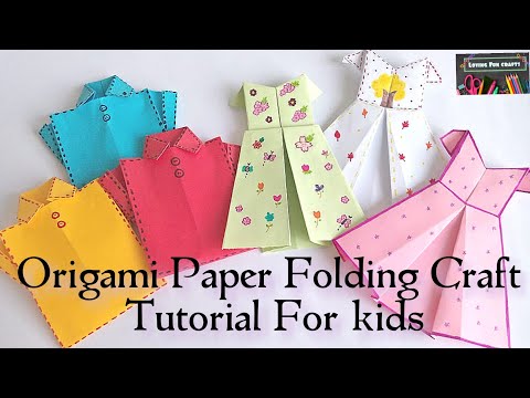 ORIGAMI PAPER FOLDING CRAFT TUTORIAL FOR KIDS| How To Make Paper dress ...