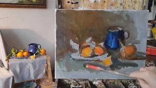 Мандарины с веточками. Живопись маслом. Простой натюрморт. Мандарины с веточками. Живопись маслом. Простой натюрморт.