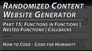 Pt 15: JavaScript Functions in Functions | Nested Functions | Callbacks | Web Development