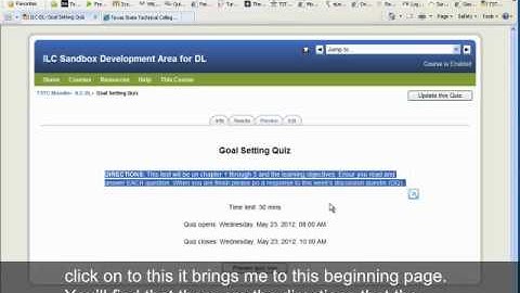 Taking a Test in Moodle