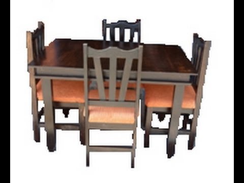 Juego de comedor rustico 4 sillas Jc01 - YouTube Juego de comedor rustico 4 sillas Jc01 - YouTube