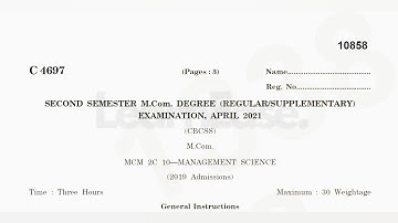 Management Science Question Paper 2021 | M.Com | 2nd Semester | Calicut University