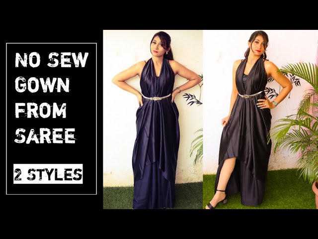 How To Recycle Old Sarees - 55 Creative Dresses From Old Sarees | Long gown  design, Saree dress, Long dress design