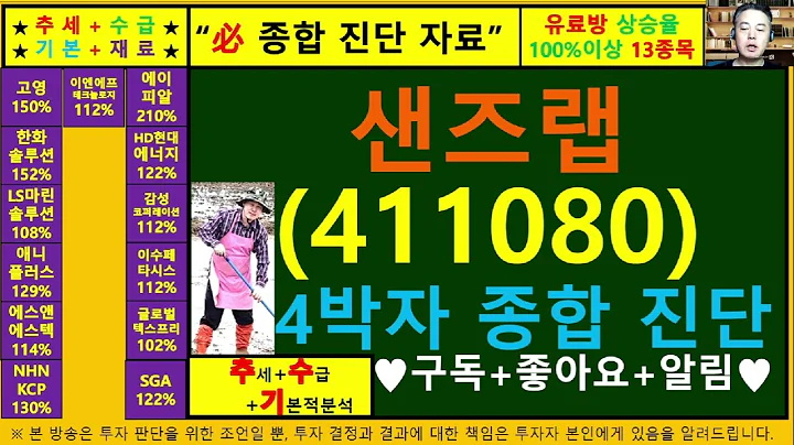 샌즈랩(411080)4차원종목진단및향후주가전망 추수기(추수)전문가