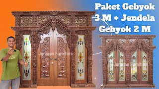 Pintu Gebyok Ukir 3 Meter dengan 2 Model Jendela & Gebyok Jendela Kaca pesanan dari Madiun