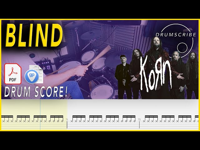 Blind - Korn | Drum SCORE Sheet Music | #74 DRUMSCRIBE