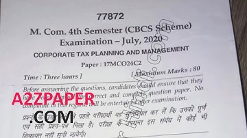 Mdu MCom 4th Sem Tax Planning Question Paper 2020
