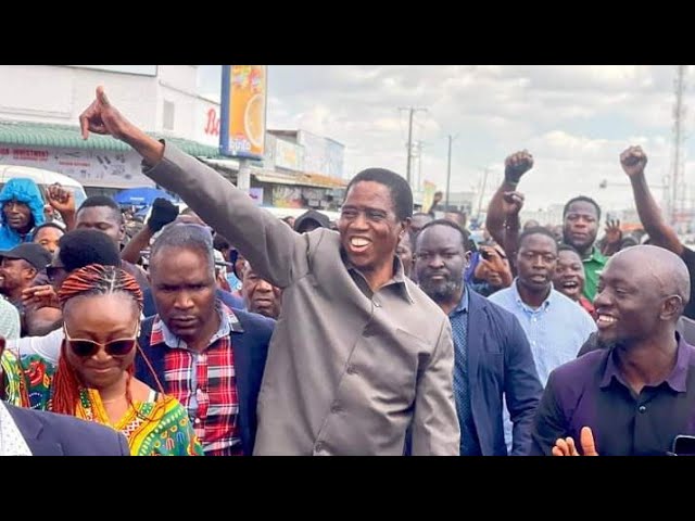 FORMER President Edgar Chagwa Lungu in Lusaka’s Central Business District (CBD) With Traders class=
