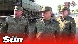 Russian Defence Minister Sergei Shoigu tours arms factory