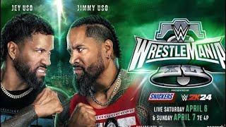 WWE 2K24 WrestleMania 40 Jey Uso vs Jimmy Uso Unbrotherly Love March Simulation