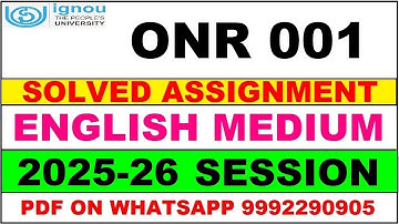 ONR 001 solved assignment 2025-26 in English || onr 001 solved assignment 2026 || onr1 2025-26