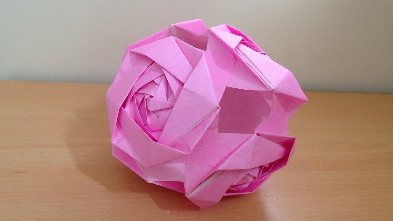 折り紙 くす玉 バラの花 6ユニット 簡単な折り方 Niceno1 Origami Kusudama Roses Flower Ball Tutorial Youtube
