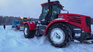 Эвакуация КИРОВЦА К-525 из снежного плена. Едем на К-739Ст вытаскивать трактор.