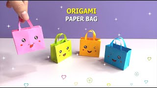 Origami Paper Bag. How To Make Paper Bags with Handles. Origami Gift Bags.
