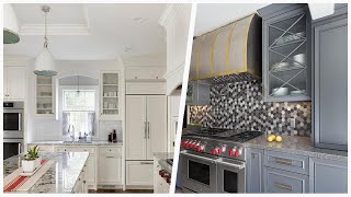 75 Kitchen With Porcelain Backsplash And Gray Countertops Design Ideas You'll Love 🟡