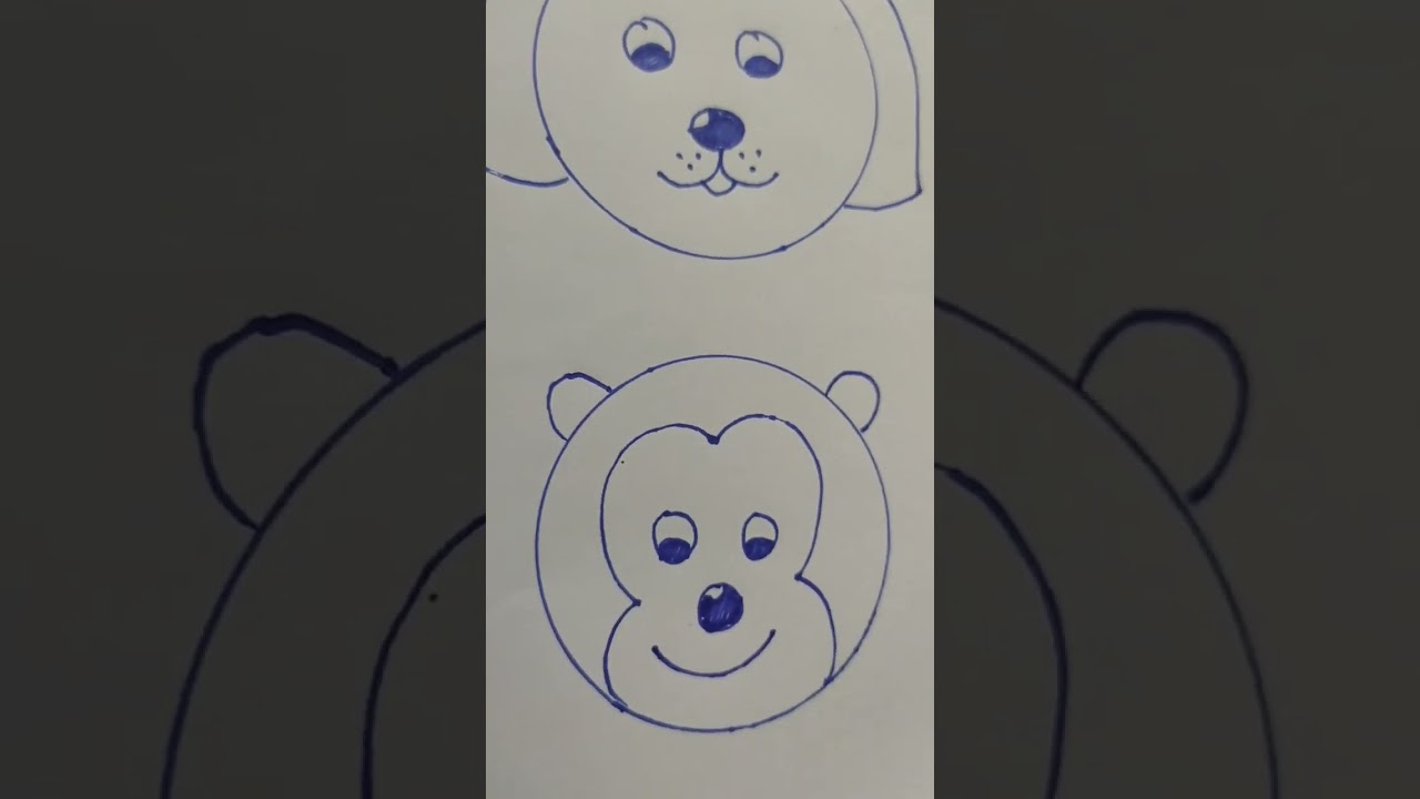 Animal face drawing using circle 